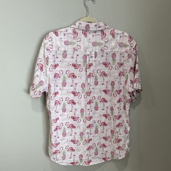 Berkley Jensen Women’s Sz Large Tropical Flamingo Print Vacation Linen Blend - Picture 4 of 6
